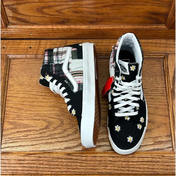 Vans Sk8 Hi Floral Plaid Patchwork Shoes - Picture 6 of 10